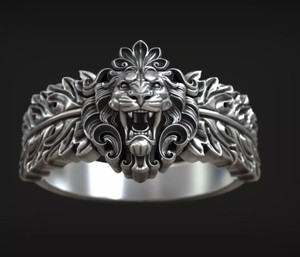 Anillo de Lujo de Plata de Ley 925 con Diseño de León Rugiente y Corona Real, Anillo Ancho Vintage para Hombre y Mujer, Joyería de Moda - Product Image 1
