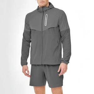 Men's Color Blocking Hooded <b>Track</b> Suit Sporty Quick Dry Polyester Spring Wear Set Custom Windbreaker Tracksuit Set Hooded <b>Jacket</b> - Product Image 2