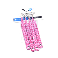Pince à cils personnalisée avec logo, en acier inoxydable de haute qualité, antistatique, durable, motif léopard rose, pointe fine