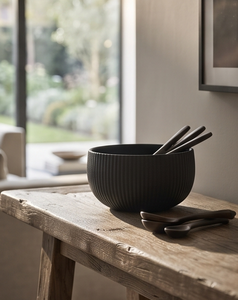 Tazón Negro Minimalista Contemporáneo, Texturizado, Artístico, Escultural, para Cocina, Comedor, Vajilla - Product Image 4