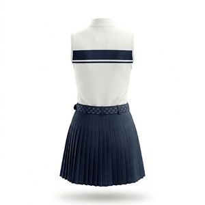 Women's Sleeveless Quarter Zip Performance Pleated Skirt Pickleball <b>Set</b> Quick Dry Summer Customizable Court Dress Solid Short - Product Image 2