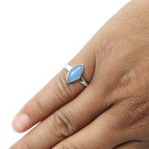 Stunning Marquise Cut Chalcedony Gemstone <b>Ring</b> <b>Crafted</b> From 925 Sterling Silver Handcrafted Engagement Band Bohemian Jewelry - Product Image 4