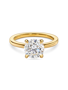 Bague de fiançailles solitaire ronde intemporelle avec diamant de laboratoire de 1+ carat en or jaune, blanc, rose et platine 18 carats - Product Image 3