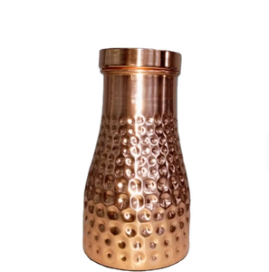 Botella de Agua de Lujo de Cobre con Tapa, Diseño Vintage Martillado a Mano, Vaso Portátil Desechable - Artesanía India para el Hogar y Cenas al Aire Libre - Product Image 1