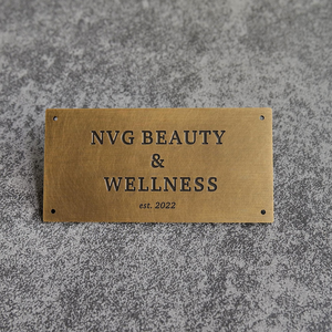 Metal Overseas Custom Brass Engraved Decorative Personalized <b>Door</b> <b>Plate</b> <b>Name</b> Plaque Handmade Wall Mounted - Product Image 2