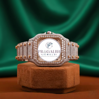 Montre automatique carrée en moissanite, entièrement sertie de moissanite VVS, en acier inoxydable, montre de luxe pour homme, Reloj Moissanita