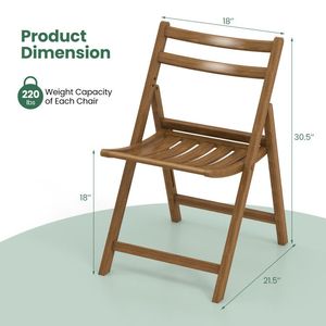 Set of 2 <b>Folding</b> <b>Dining</b> <b>Chairs</b> Rubber Wood Frame with Slatted Seat - Product Image 5