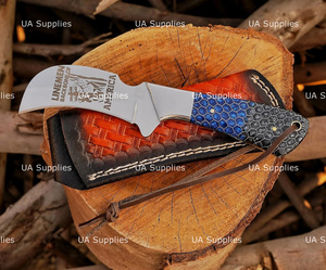 Couteau de chasse à lame fixe en acier inoxydable 58 HRC Hawk Bill EDC de UA Supplies, manche en nid d'abeille et étui en cuir, vente en gros - Product Image 4