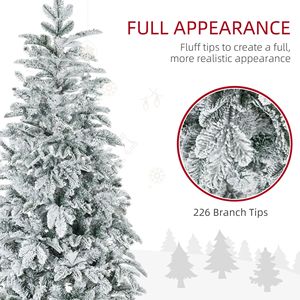 Albero di Natale Artificiale 6 Piedi (180 cm) con Base in Acciaio ad Apertura Automatica, Rami Innevati, Luce Calda, 210 cm 7 Piedi Decorato - Product Image 4