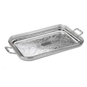 Plateau de service en bois de qualité supérieure Forme rectangulaire longue couleur argent élégante et poignée élégante parfaite pour servir et afficher - Product Image 5