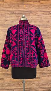 Floral Embroidered Bright Coloured Suzani Jacket Luxury Boho Ethnic Women <b>Coat</b> Handmade Hand <b>Stitch</b> Winter Outerwear - Product Image 5