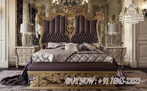 Modern Design <b>White</b> Gold <b>Double</b> <b>Bed</b> Royal Carving Teak <b>Wood</b> <b>Bed</b> with Nightstands Fancy Design Wooden <b>Bed</b> Manufacturer - Product Image 2