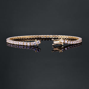 AMBER JEWELS Pulsera de tenis unisex de oro macizo de 14K con diamantes de imitación cultivados en laboratorio, corte brillante, engaste de garra, diseño geométrico clásico, de tercer fabricante - Product Image 4
