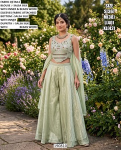 Elegante Salwar Kameez Bandhani para Mujer con Bordado de Cuentas, Largo hasta el Suelo, para Bodas, Corte Regular, Secado Rápido, Estilo Indio/Pakistaní - Product Image 5