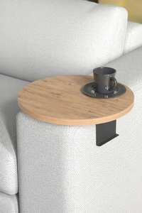 Plateau d'accoudoir en bois massif avec surface polie et structure robuste pour un rangement fonctionnel à côté du canapé - Product Image 2