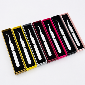 Ensemble de pinces à épiler professionnelles de précision en acier inoxydable pour extensions de cils, pointes courbées, 13 cm, HARRAR GROUP COMPANIES, Premium, colorées - Product Image 5