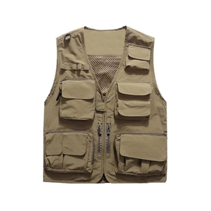<b>Men's</b> <b>Black</b> Mesh Utility <b>Vest</b> Multi Pocket Zipper Closure Breathable Outdoor Waistcoat for Fishing Hunting Camping - Product Image 3