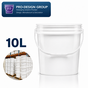 10L Plastic <b>Bucket</b> <b>with</b> Flat <b>Lid</b> for General Packaging, Leakproof Storage Solution - Product Image 1