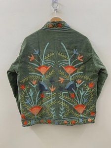 Velvet Floral Suzani Embroidered Jacket Uzbek Folk Festival <b>Coat</b> with Cotton Filling for Bomber Duster Outerwear At Cheap Price - Product Image 3