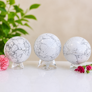 Boules sphériques en howlite naturelle, pierres précieuses blanches polies, pierres de guérison, décoration, vente en gros, Feng Shui, amour, méditation, cadeaux - Product Image 2