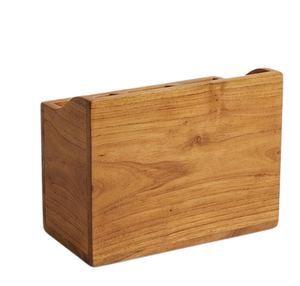 Grand porte-ustensiles en bois sculpté en teck et acacia, organisateur d'ustensiles de cuisine, vente en gros - Product Image 4