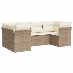 Conjunto de Sofá de Jardín de 6 Piezas en Poliratán Beige - Product Image 2