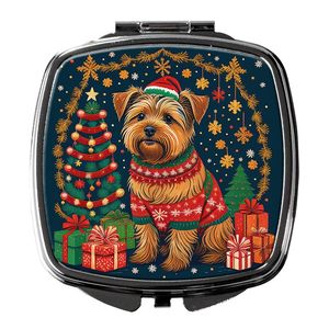 Espejo de maquillaje de viaje compacto de Navidad de Norfolk Terrier, regalo de diseño de mano plegable portátil para mujeres y niñas - Product Image 1