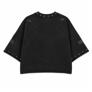 Fournisseur en gros T-shirt pour homme oversize style punk gothique avec motif tête de mort, noir, col rond, manches courtes, streetwear - Product Image 2