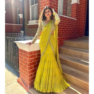 Sari de Lehenga listo para usar de diseñador para el vestido elegante y elegante del partido - Product Image 6