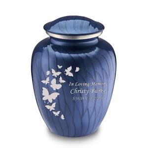 Adult Embrace Pearl Cobalt Blue Butterfly Cremation Urn Memorial <b>Ash</b> Container Funeral <b>Keepsake</b> Elegant Durable - Product Image 1