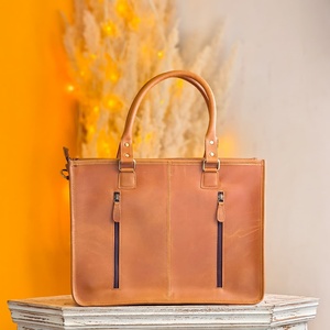 Western Genuine Leather Tote <b>Bag</b> With Cowhide Panel And Floral Embroidery Bohemian Style Daily Use - Product Image 3