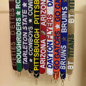 Sangle de sac perlée personnalisée en perles de rocaille, bandoulière de remplacement, accessoires pour sacs à main et cabas, motifs textuels - Product Image 1