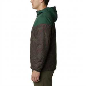 Veste coupe-vent pour homme, vert foncé, imprimée, imperméable, à fermeture éclair intégrale, à capuche, pour le sport en plein air, légère, à motifs, pour l'entraînement - Product Image 3