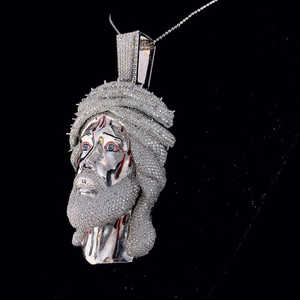 จี้พระเยซูประดับเพชรโมอิสซาไนต์ สร้อยคอเงินแท้ 925 ชุบทองคำขาว สไตล์ฮิปฮอป เครื่องประดับคริสเตียน - Product Image 2