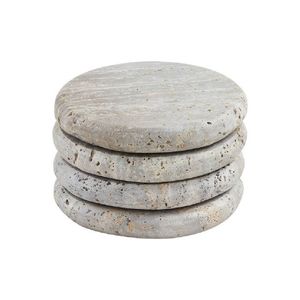 Decorative Round Travertine <b>Coaster</b> Handmade Natural Stone <b>Drink</b> Mats <b>For</b> Wedding Party Home Gift Collection - Product Image 3