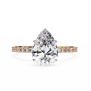 Classic Pave <b>Set</b> 1.5 Carat Lab Grown Pear Cut Diamond Engagement <b>Ring</b> 14k <b>Gold</b> IGI Report VS DEF Diamond for Anniversary Weddi - Product Image 2