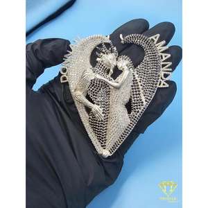 Colgante de Corazón de Pareja Rey y Reina con Incrustaciones de Diamantes de Imitación en Plata de Ley 925, Estilo Hip Hop, Amuleto de Amor Real - Product Image 3