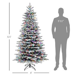 Albero di Natale Pre-Illuminato da 6,5 Piedi, Artificiale con Effetto Neve, 400 Luci LED e 990 Punte di Rami, Decorazioni Natalizie Verdi - Product Image 3