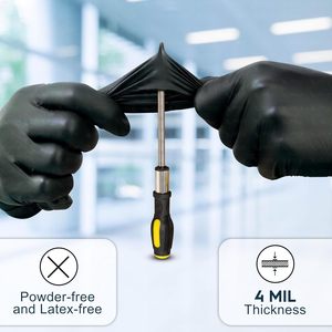 Gants jetables en nitrile noir, sans latex, sans poudre, texturés, pour le nettoyage et la manipulation des aliments - Product Image 4