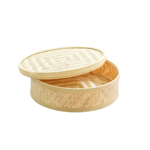 Boîte cadeau ronde en bambou durable, panier de rangement peu profond tressé, élégant organisateur de bureau pour la décoration intérieure, boîte cadeau créative - Product Image 3