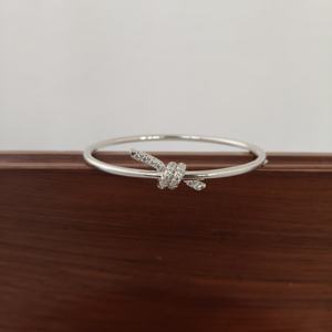 Bracelet en argent sterling 925 avec breloque nœud feuille et diamant, tendance, minimaliste, inspiré de la nature, cadeau pour femme, bijoux - Product Image 1