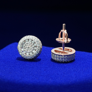 Mens <b>Moissanite</b> Round Stud <b>Earrings</b> 925 Silver Iced Out Diamond Cluster <b>Earrings</b> Halo Design Luxury Fashion Gifts for Mens Women - Product Image 5