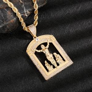 Collar con Colgante Religioso Vintage 2024, Chapado en Oro de 14K, con Circonita Microcristalina, Accesorios de Joyería - Product Image 3