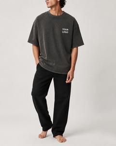 T-shirt en coton tendance pour homme, coupe oversize, col rond, manches courtes, jersey décontracté, couleur unie, lavé, écologique, 220g, respirant - Product Image 1