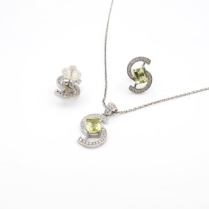 ชุดจี้และต่างหูเงินแท้ 925 ประดับเลมอนควอตซ์ พรีเมียม ชุบโรเดียม - Product Image 3