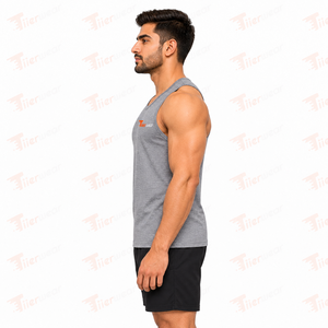 Men's <b>Yellow</b> Sleeveless <b>Tank</b> <b>Top</b> O-Neck Sporty Breathable Polyester Workout Gym Vest Front Logo Print Men Gym <b>Tank</b> <b>Top</b> - Product Image 3