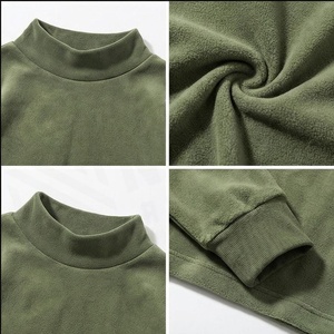 Sweat-shirt décontracté vert uni en molleton à col montant pour homme, coupe oversize, tricoté, à manches longues, coupe régulière, pour l'automne - Product Image 4