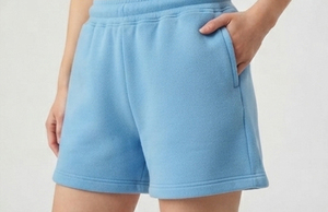 Shorts de sport amples pour femme en molleton de coton, taille mi-haute avec cordon de serrage, décontractés, coupe régulière, écologiques, respirants, pour la course - Product Image 5