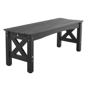 Panca da Esterno con Telaio in Acciaio e Legno da 44,5 Pollici, Capacità di Carico 600 Libbre, Piedini in Plastica Resistenti alle Intemperie, Gambe Spesse - Product Image 6