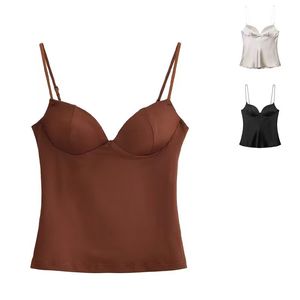 Camiseta sin mangas básica para mujer al por mayor, de mezcla de algodón elástico con relleno - Product Image 4